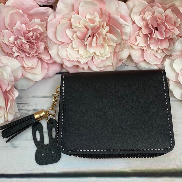 Vegan Leather Pink Cream & Black Coin Purse Wallet - Picture 8 of 12